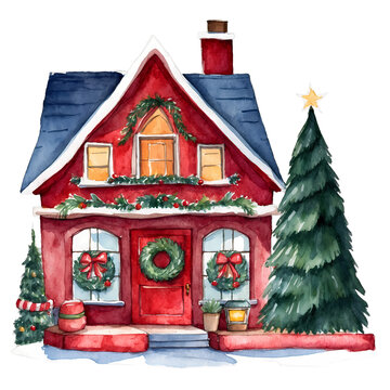 recommend clip art: Christmas House clipart , Watercolor Cozy Winter Cottage Collection , Snowy Cottage