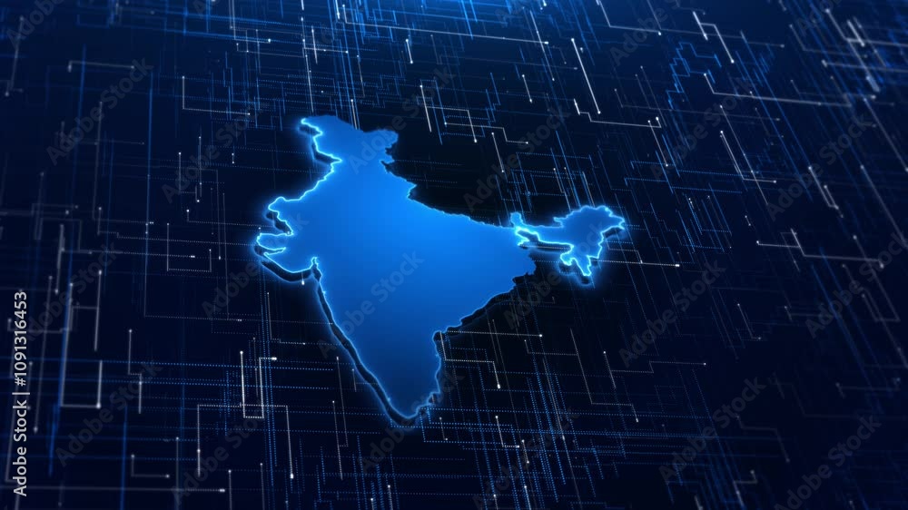 Poster digital india map virtual space country data analysis map cyber security futuristic business. futuri