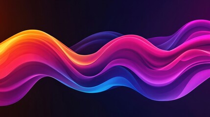 Dynamic flowing waves of bright pink, orange, and blue hues against a dark background, creating an engaging and colorful visual display.