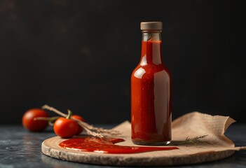 Homemade Tomato Ketchup Bottle Red Sauce Food Photography Culinary Still Life