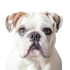 Obraz premium Close-up portrait of a charming bulldog with expressive eyes, showcasing its unique features., isolated on a transparent background.