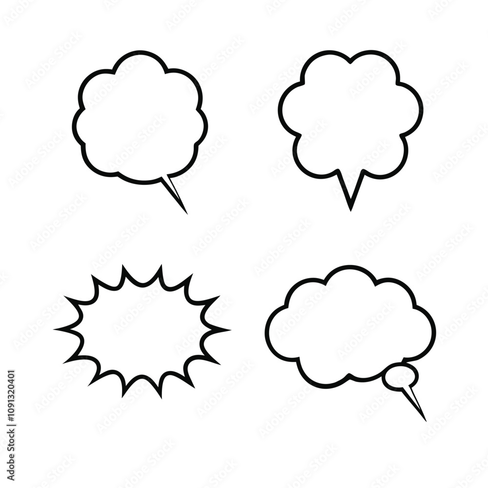 Poster clean and minimalist vector bundle of speech and thought bubble designs.