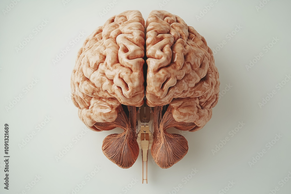 Poster realistic of a brain skeleton with detailed features and textures, showcasing anatomy and structure 