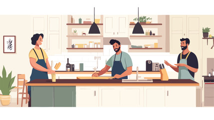 Multiracial Male and Female Carpenters Working Together