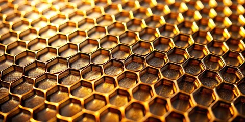 Golden Honeycomb Pattern, Macro Photography, Abstract Design, Honeycomb, Hexagon