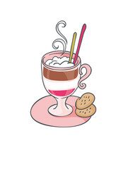 Drinks and beverages, vector cute illustration