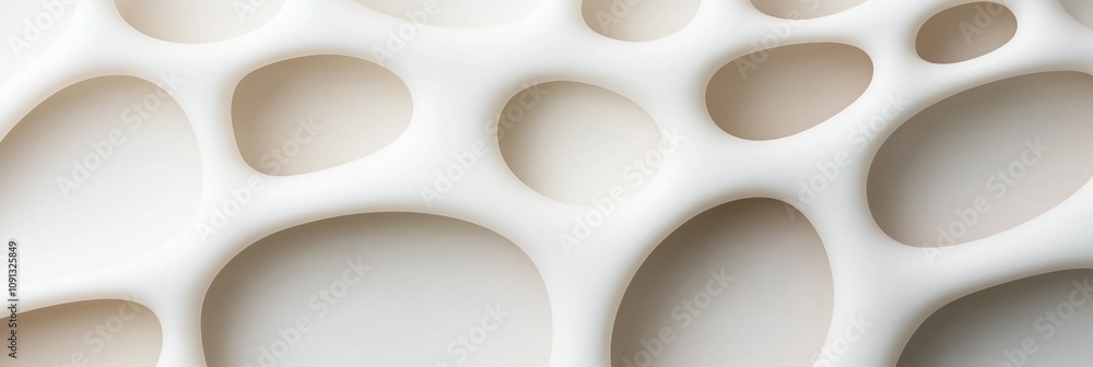 Poster the image is a close up of a white background with many small circles. the circles are of varying si