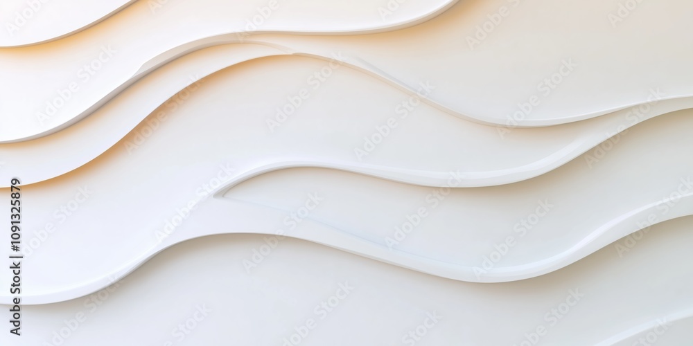Poster a white background with a series of white lines that create a wave-like pattern. the lines are thin 