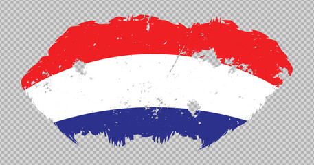 Fototapeta premium Croatia national flag with distressed stroke brush effect on isolated background