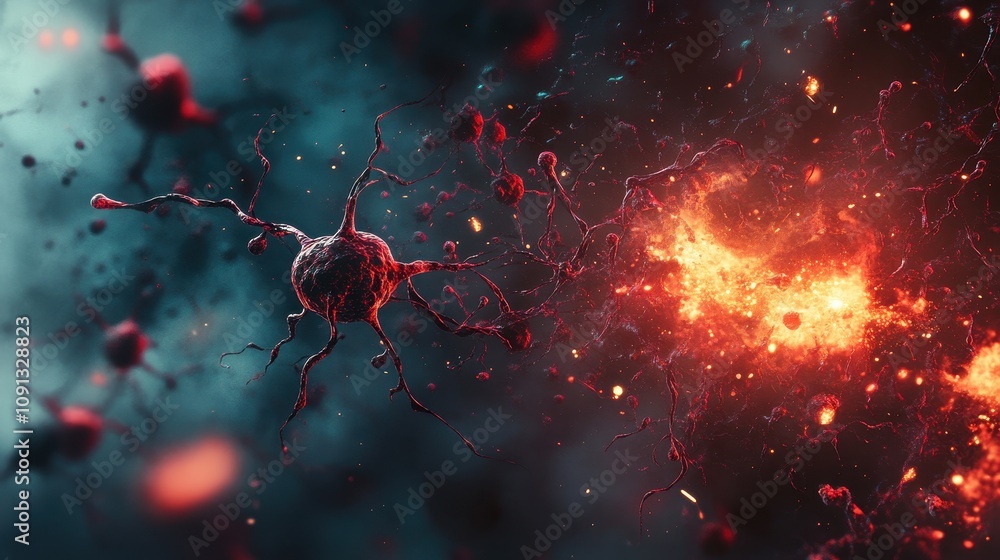 Aufkleber abstract representation of neurons and synapses, illustrating neural connections and activity.
