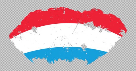 Luxembourg national flag with distressed stroke brush effect on isolated background