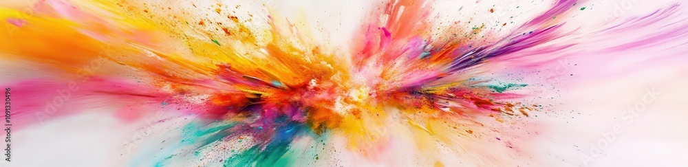 Poster vibrant explosion of colors with abstract splashes and dynamic blurs capturing the essence of creati