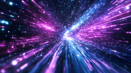 Obraz premium Hyperspace Jump in a Sea of Stars and Light Speed