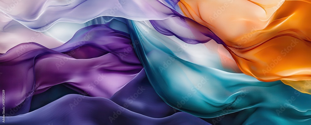 Poster vibrant flowing textures of silks in rich colors creating a dynamic visual harmony for abstract back