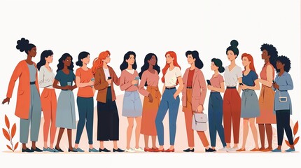 Fototapeta premium Illustration of group of women celebrating, celebration of Women's Day. 