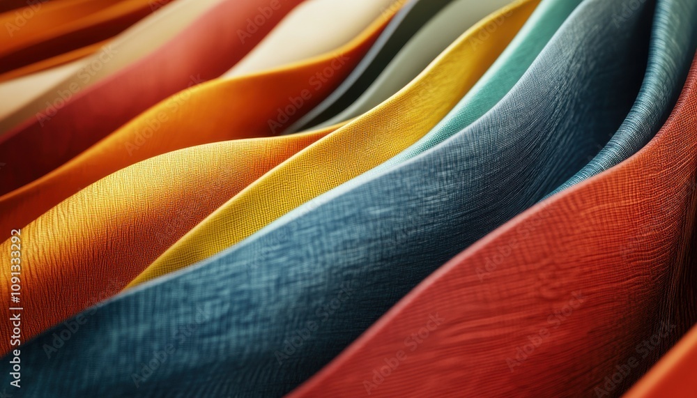 Aufkleber vibrant textures of colorful fabric waves in a composition of flowing patterns and tones highlightin