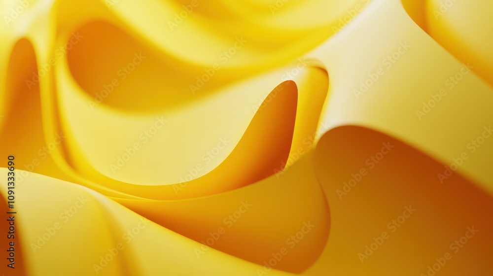 Poster vibrant yellow waves of soft, flowing material creating an abstract background design for artistic a