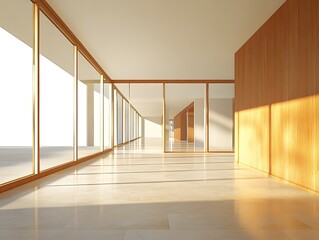 Obraz premium A spacious, modern interior showcasing natural light and minimalist design elements.