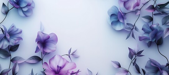 Fototapeta premium purple flower and leaf frame background 21