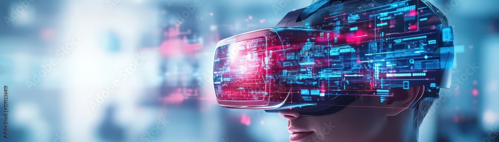 Leinwandbilder a futuristic coworking space in a virtual reality environment, with avatars interacting in shared sp