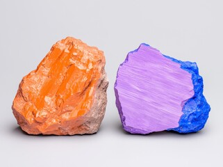 Fototapeta premium A couple of metallic blocks illustrating raw magnetic materials. Two pieces of neodymium.