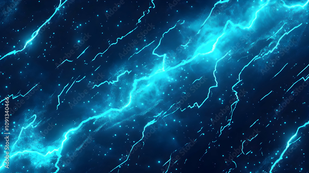 Poster Abstract Blue Lightning and Sparkles Abstract Background Animation Video Loop