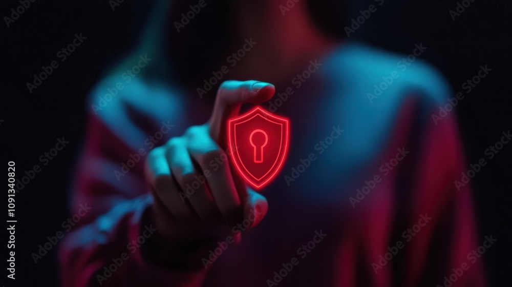 Poster cybersecurity awareness event digital space visual content dark environment close-up view data prote