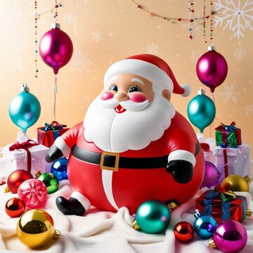 Christmas celebration with squishy santa