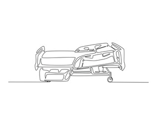 Obraz premium Continuous line drawing art of hospital bed unit. Hospital room interior in single line draw with active stroke.