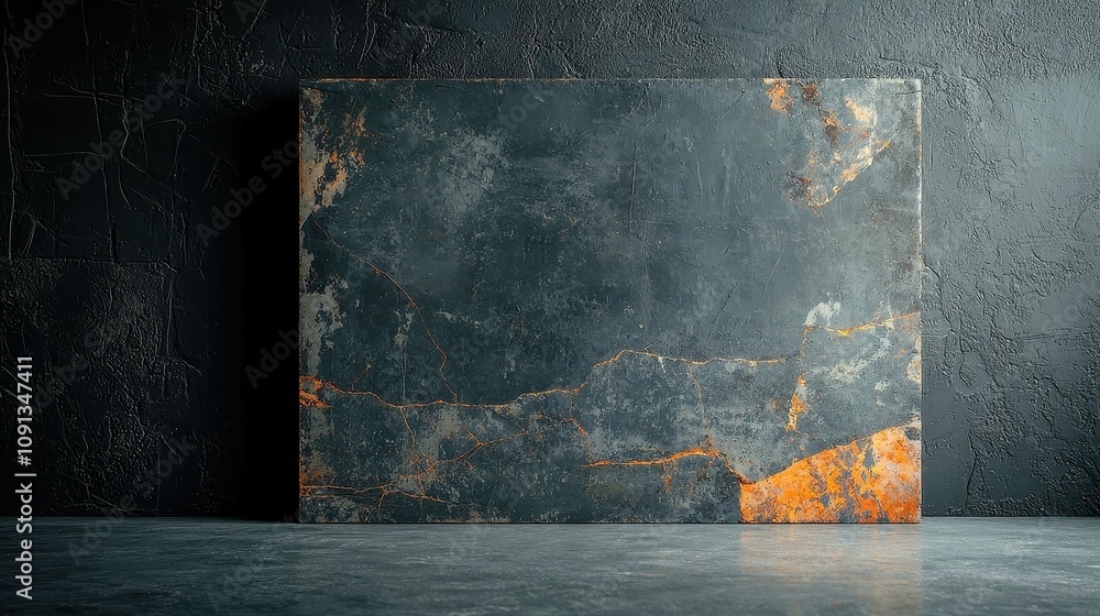 Poster grungy blue backdrop with ample free space, creating a textured atmosphere ideal for artistic expres