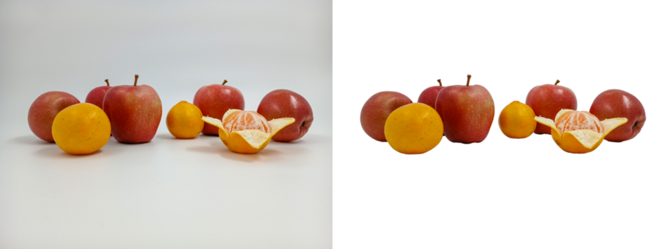 Whole apples and peeled tangerine. Healthy fruits. Vitamin plants, sweet dessert. Isolated objects. Easy to add logo or text. On the topic of cooking, health, beauty, recipes, supermarket catalog. - Powered by Adobe