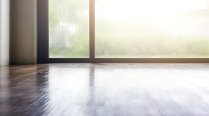 Fototapeta premium Modern Room Interior Featuring Dark Wood Floor and Sliding Glass Door