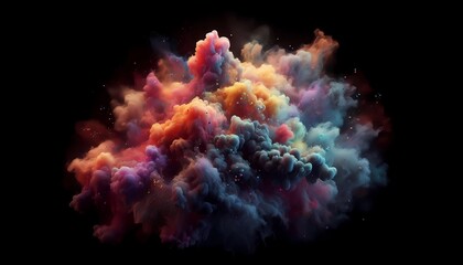 Fototapeta premium background with space background with smoke, smoke or fog with multicolor light. Black background, created with generative AI.
