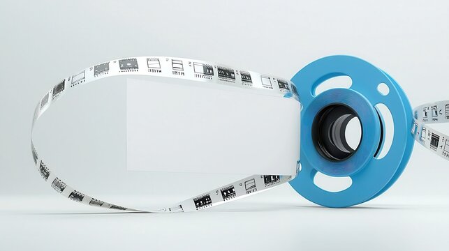 Film strip showcasing two empty frames, isolated against a clean background, inviting creative use in projects or presentations, versatile design element for various applications
