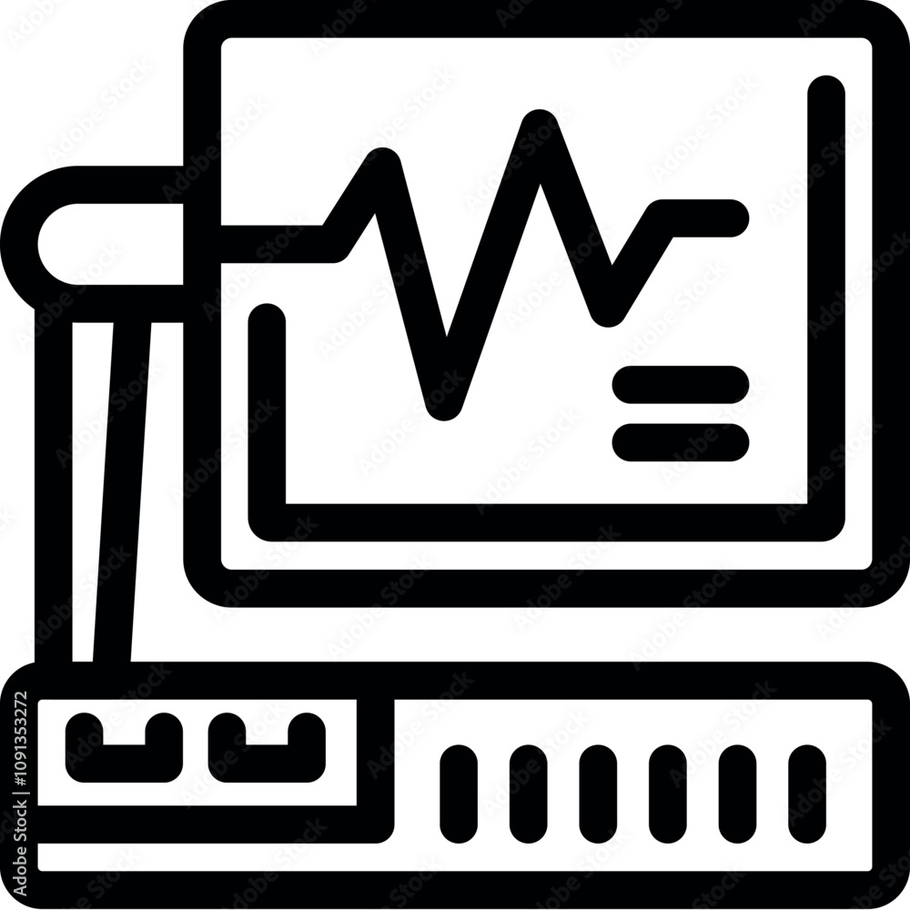 Aufkleber electrocardiogram machine displaying a heartbeat on a monitor, representing cardiac monitoring and m