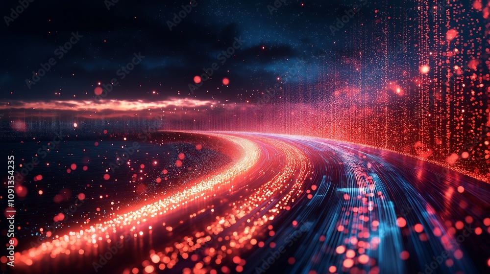 Aufkleber abstract data stream flowing through cyberspace