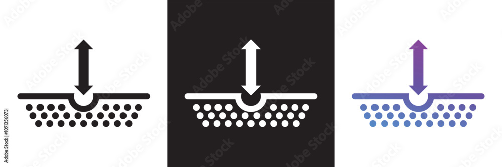Poster resilience icon. elastic material sign. quality design element. isolated on white and black backgrou