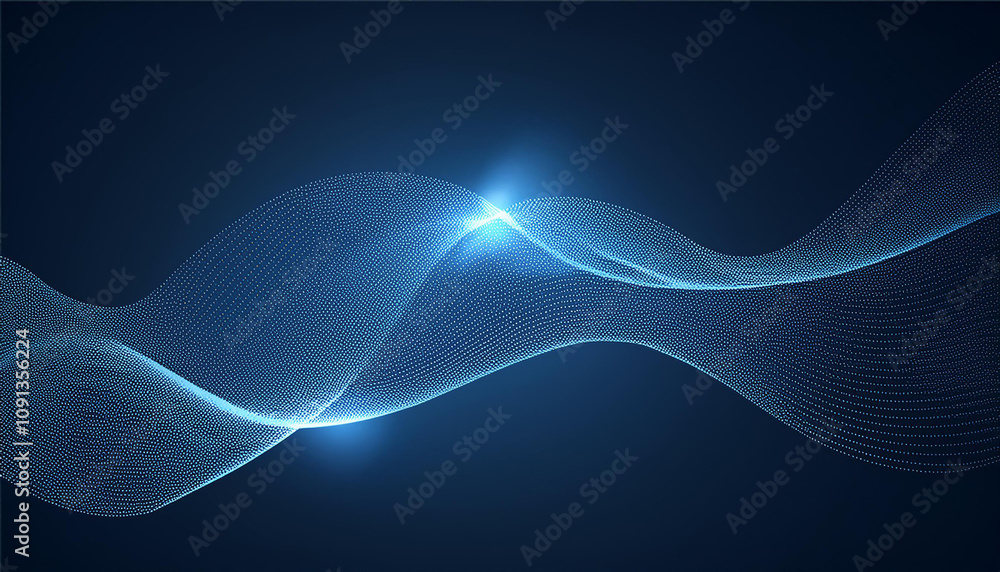 Poster experience the elegance of a wave of round, small particles flowing seamlessly in an abstract design