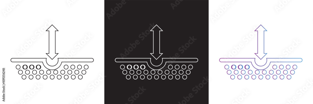 Poster resilience icon. elastic material sign. quality design element. isolated on white and black backgrou