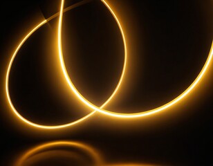 Graceful yellow and gold light arcs in perspective. Warm, sunny glow design on a dark backdrop, displaying neon motion with gentle curves and radiant brightness. Ai generated image.