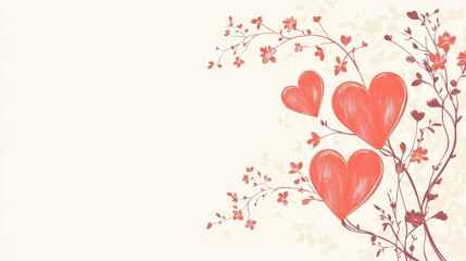 A charming white postcard decorated with vibrant floral and heart motifs, featuring space for personalized messages to convey congratulations and best wishes for any occasion.