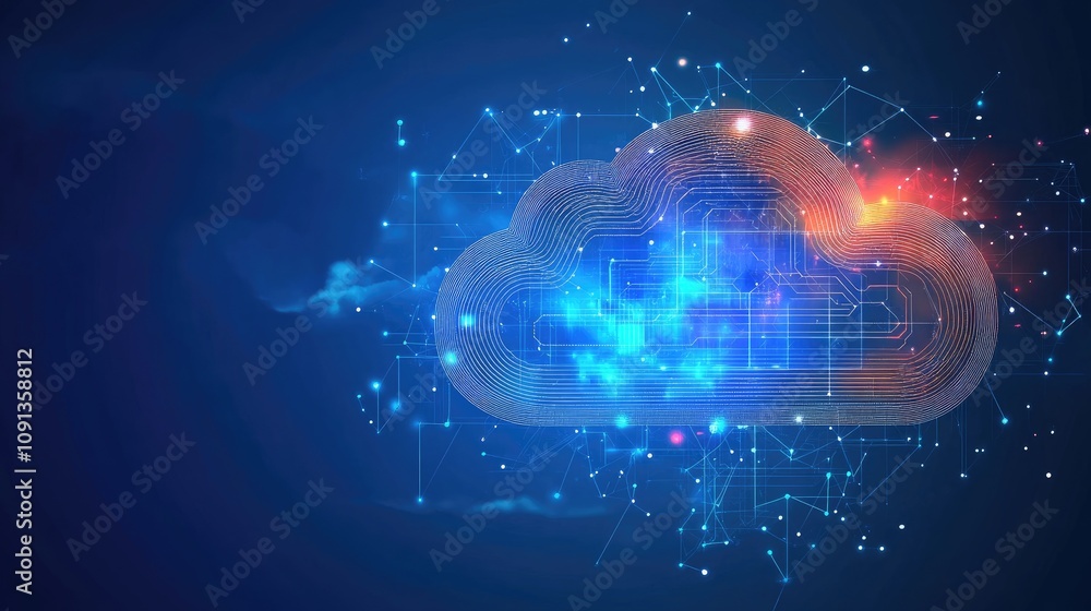 Poster abstract cloud computing network digital technology
