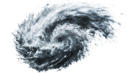 Fototapeta premium Dynamic Swirling Water Form Representing an Isolated Hurricane or Tornado on a Clean White Background