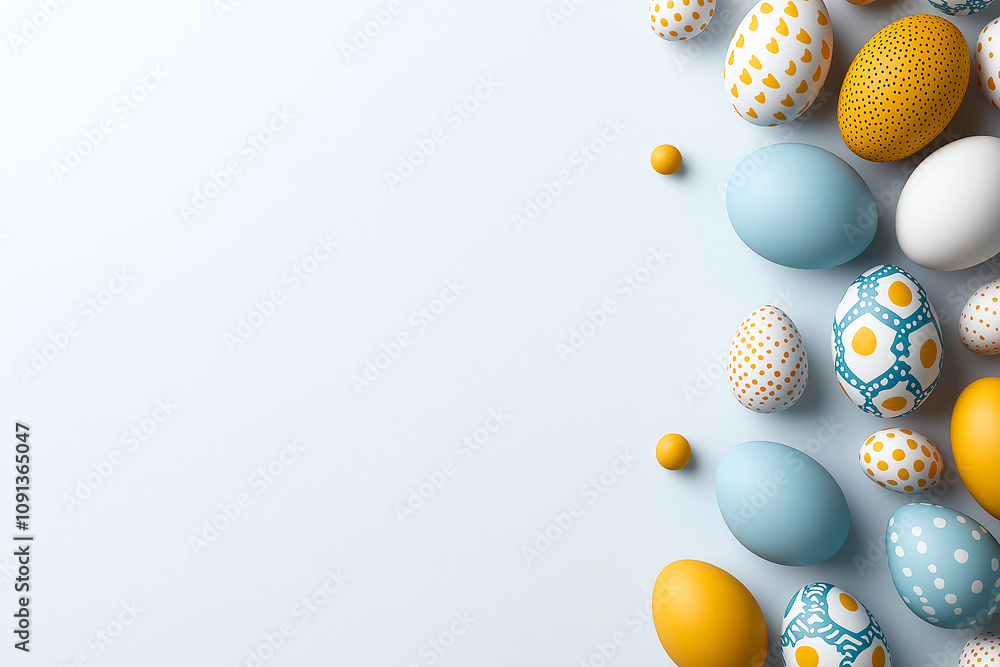 Aufkleber colorful easter eggs with intricate patterns arranged on light background, creating festive and chee