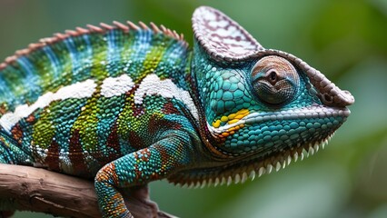 Close-Up Chameleon Mid-Color Change, Showcasing Incredible Camouflage Ability