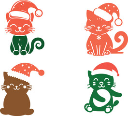 Cute cat Festive Playful Christmas realistic vector illustration.