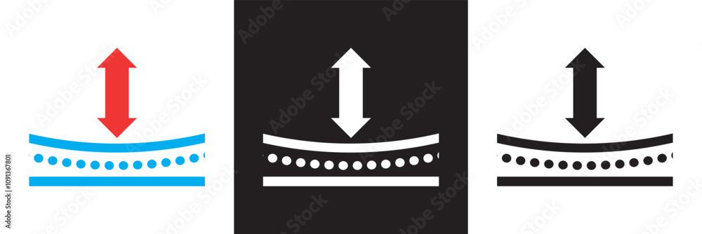 Poster resilience icon. elastic material sign. quality design element. isolated on white and black backgrou