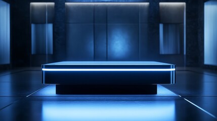 3d rendering abstract futurustic empty podium with neon light
