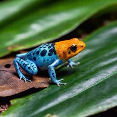 Fototapeta premium Extreme macro of a poison dart frog's skin, showcasing its vivid colors and textures.