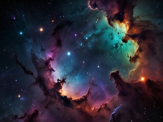 Obraz premium Ein bunter Blick in die Galaxie mitten zwischen Wirbelstürme